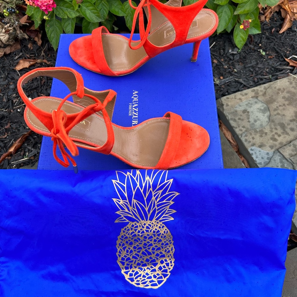 Aquazzura Collette Orange Clementine open toe Sandals 37 - Picture 6 of 7